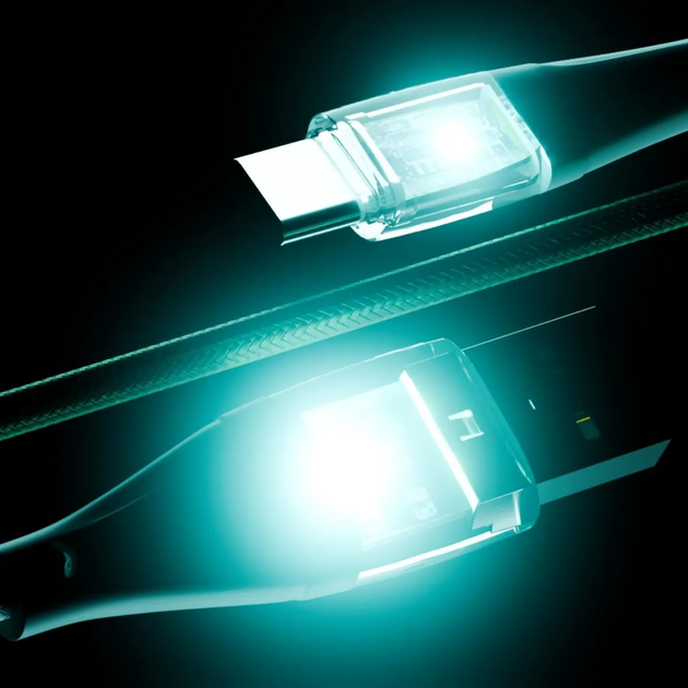 Kabel Qualo USB Type-A – USB Type-C 1.5 m Green/Transparent (5907457783409) - obraz 6