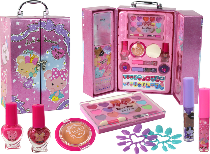 Zestaw piękności LEAN Toys do makijażu i paznokci w różowej walizce 17056 (5905884459126) - obraz 2