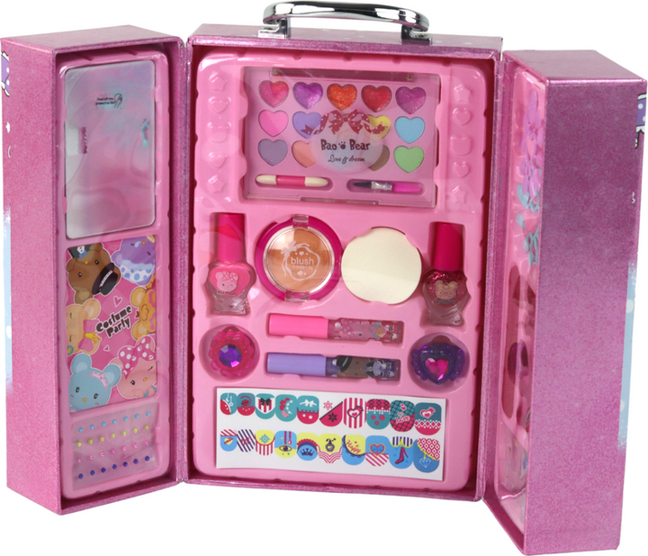 Zestaw piękności LEAN Toys do makijażu i paznokci w różowej walizce 17056 (5905884459126) - obraz 3