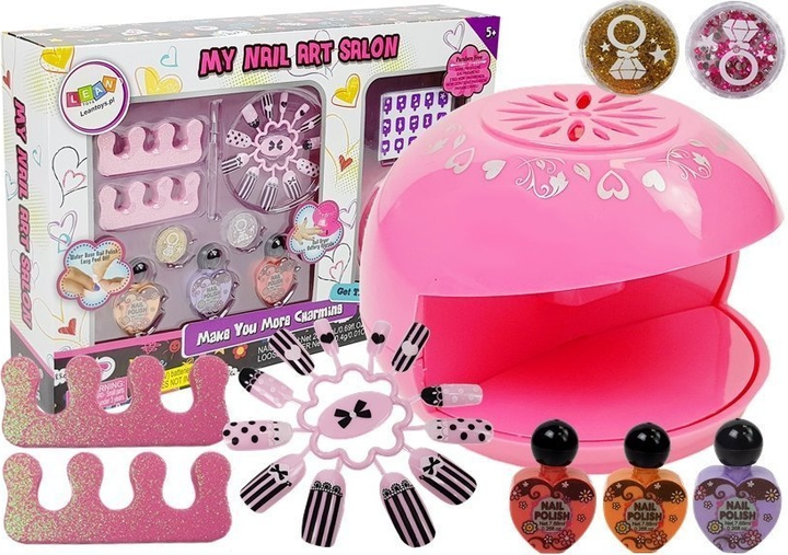 Zestaw piękności LEAN Toys do robienia paznokci z suszarką i brokatem 8312 (5903802456912) - obraz 2