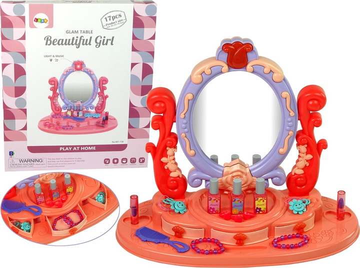 Toaletka LEAN Toys do makijażu z lustrem światłami i dźwiękiem Różowy 10831 (5905214974787) - obraz 2