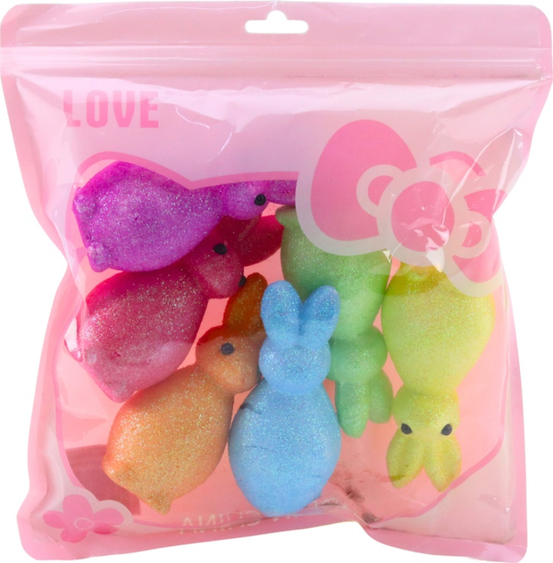 Zestaw styropianowych zajączków LEAN Toys wielkanocnych brokatowych ozdobnych 6 sztuk 21318 (5905991037514) - obraz 1