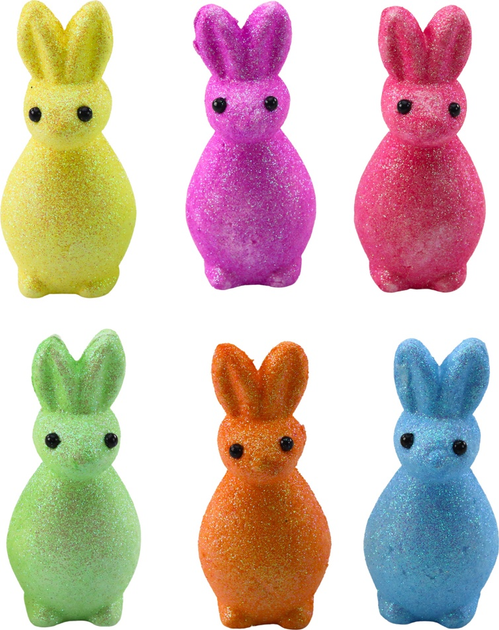 Zestaw styropianowych zajączków LEAN Toys wielkanocnych brokatowych ozdobnych 6 sztuk 21318 (5905991037514) - obraz 3