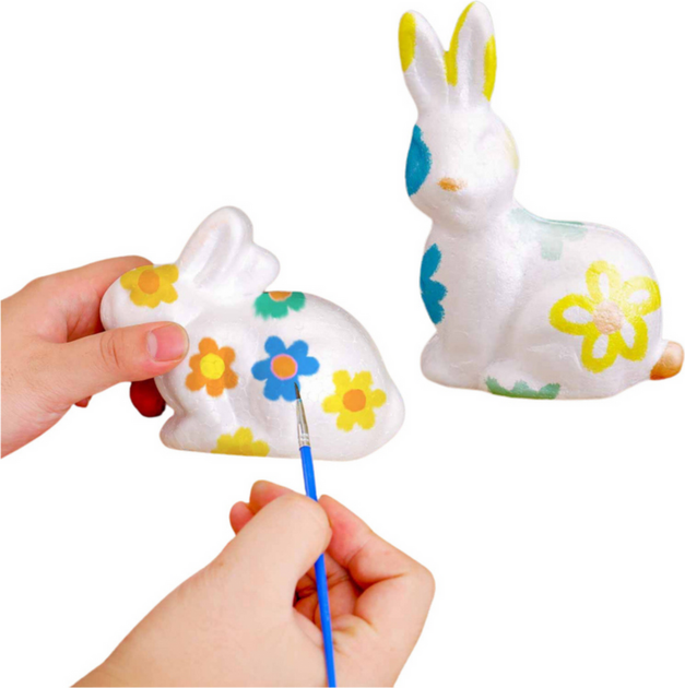 Набір пінопластових фігурок LEAN Toys до Великодня для розфарбовування: заєць + 3 яйця + фарби 21353 (5905991037866) - зображення 3