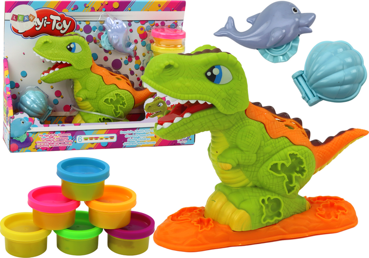 Набір пластиліну LEAN Toys Динозавр з формочками дельфін і мушлі 6 кольорів 19502 (5905991008774) - зображення 2