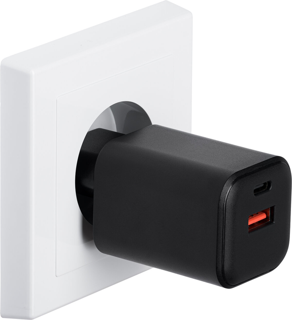 Зарядний пристрій Qualo Nano PD 45W USB-C USB-A Black (5907457773264) - зображення 5