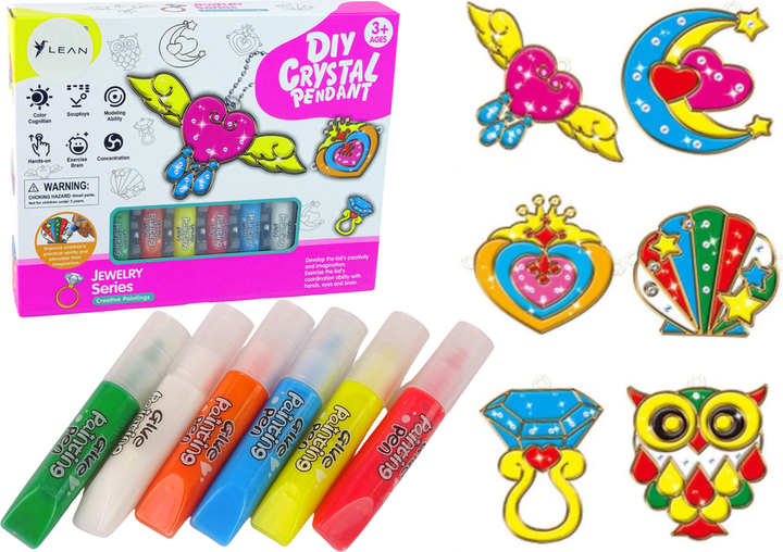 Zestaw kreatywny LEAN Toys Biżuteria zawieszki do malowania z zastygającą farbą 6 szt. 13219 (5905323214217) - obraz 2