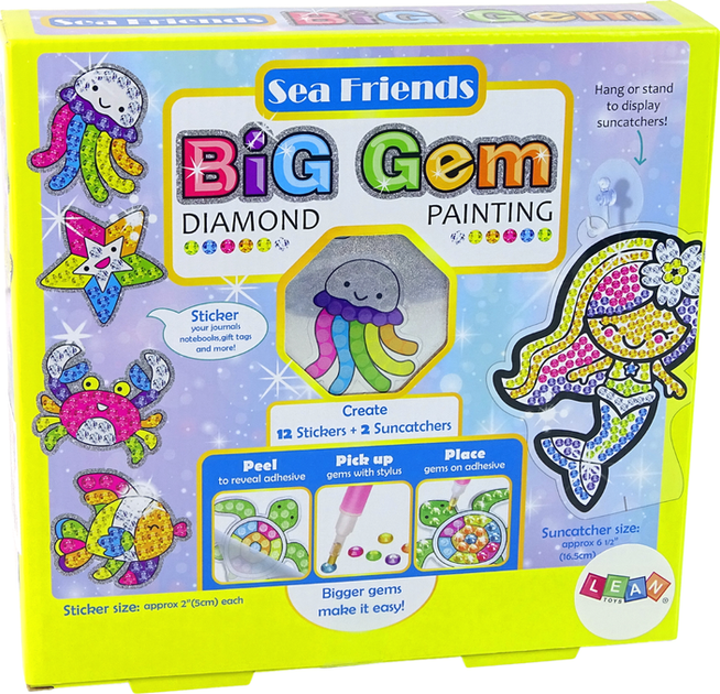 Набір для вишивки алмазами LEAN Toys Морські тварини з наклейками 13090 (5905323212923) - зображення 1