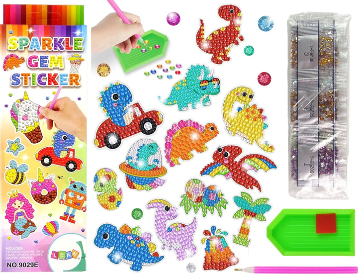 Zestaw do haftu diamentowego LEAN Toys Dinozaury z naklejkami 14966 (5905515354455) - obraz 2