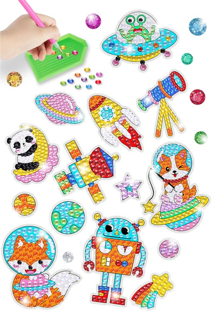Набір для вишивки алмазами LEAN Toys Космос і астронавт зі наклейками 14967 (5905515354462) - зображення 3