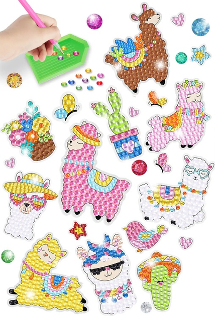 Набір для вишивкиалмазами LEAN Toys Лами і тварини зі наклейками 14968 (5905515354479) - зображення 3