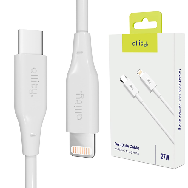 Kabel Allity AUC-02 USB-C - Lightning 2 m 27W White (5906667550214) - obraz 6