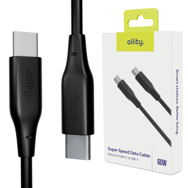 Kabel Allity AUC-02 USB-C - USB-C 1 m 60W Black (5906667550238) - obraz 4