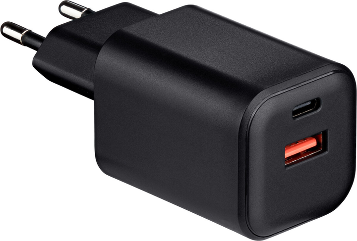 Зарядний пристрій Qualo Nano PD 65W USB-C USB-A Black (5907457773271) - зображення 1