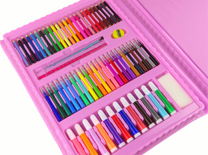 Zestaw artystyczny LEAN Toys w walizce 208 elementów Różowy 16155 (5905679077030) - obraz 5