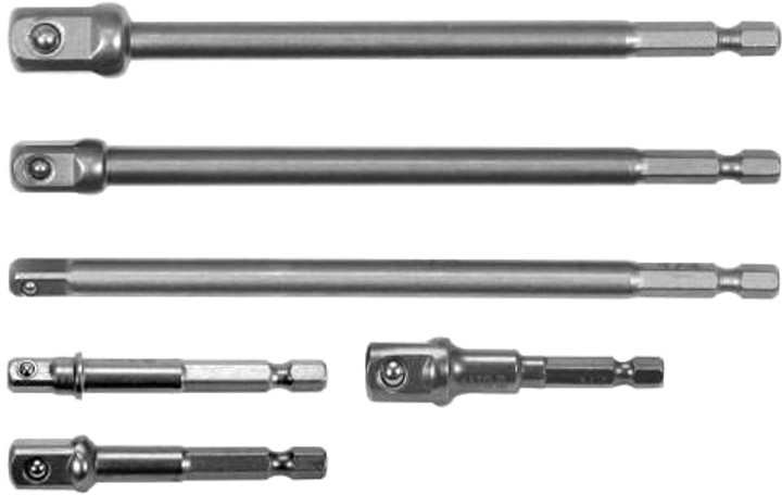 Adaptery do nasadek YATO sześciokątne 1/4" 3/8" 1/2" HEX 6 szt (YT-04629) - obraz 1