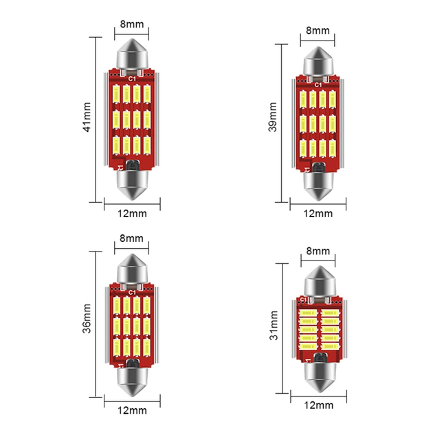 LED лампи C10W 12SMD 4014, 41мм, 2шт - изображение 3