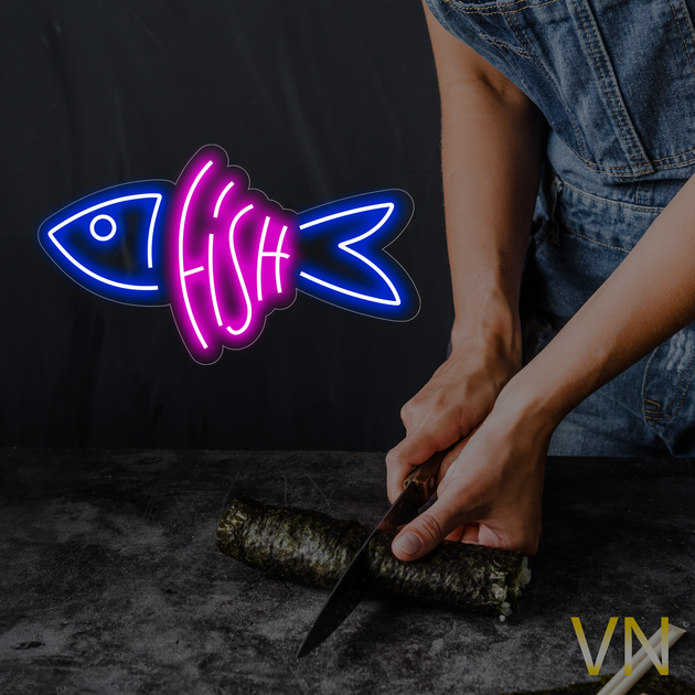 Неонова вивіска «Fish» 60х34 см - Фото 3 Неонова вивіска «Fish» 60х34 см - изображение 3