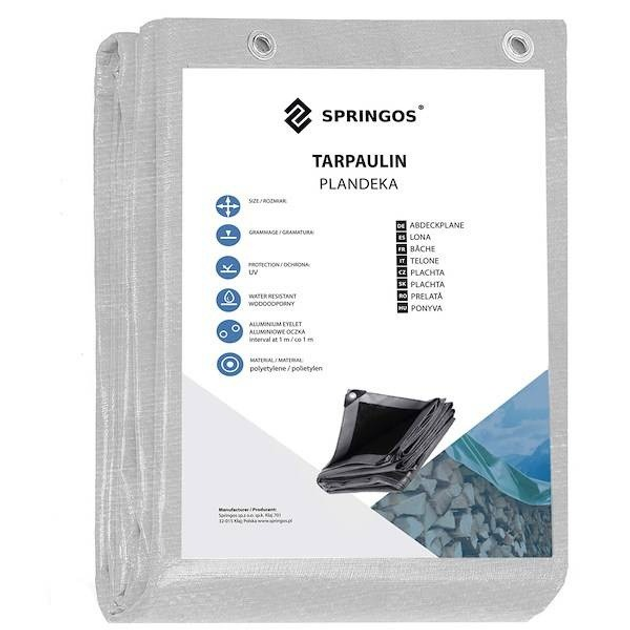 Plandeka Springos 3 x 3 m 270g/m2 gruba płachta ochronna szara (GA2160) (5907719430478) - obraz 13
