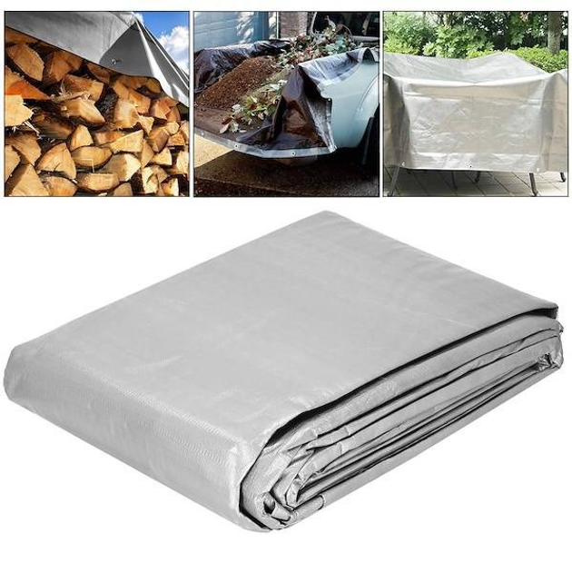 Plandeka Springos 2 x 4 m 270g/m2 gruba płachta ochronna szara (GA2161) (5907719430485) - obraz 17