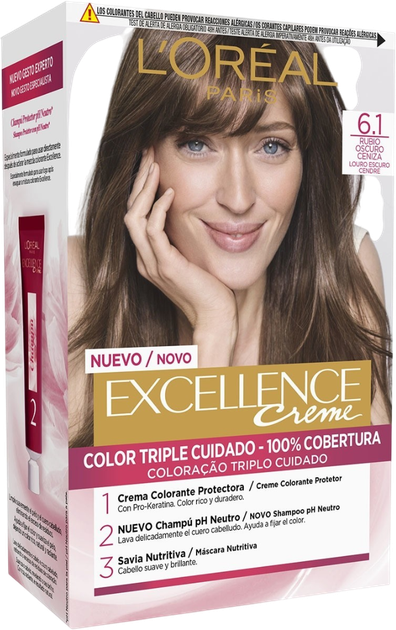 Farba do włosów L'Oreal Paris Excellence Creme #6.1 Dark Ash Blonde 192 ml (8411300565182) - obraz 1