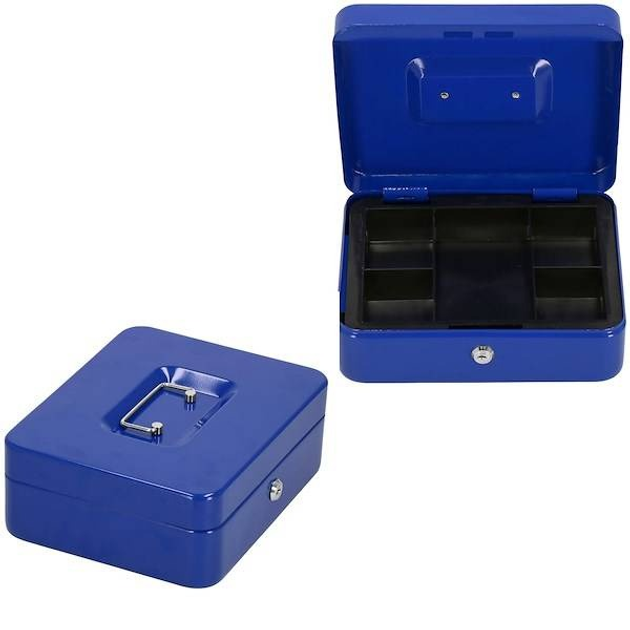Кешбокс Springos Металева сейфова коробка 25 x 20 x 9 см блакитна HA5040 (5907719430621) - зображення 4