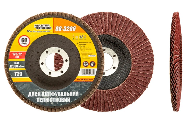 Круг лепестковый торцевой Mastertool 125 мм x Р60 изогнутый (08-3206) - изображение 3