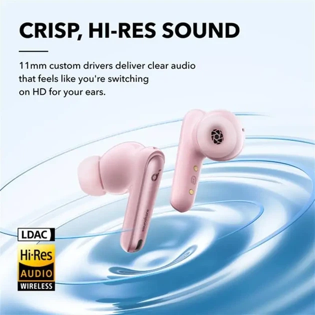 Бездротові навушники Anker Soundcore Liberty 4 NC, Pink, Hi-Res, ANC, LDAC, 50H, IPX4, Bluetooth 5.3 - Фото 5 Бездротові навушники Anker Soundcore Liberty 4 NC, Pink, Hi-Res, ANC, LDAC, 50H, IPX4, Bluetooth 5.3 - зображення 5