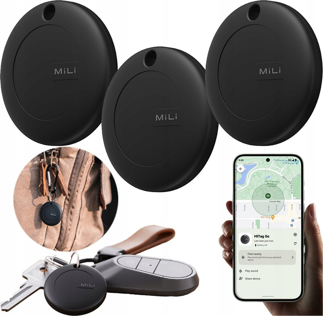 Lokalizator MiLi MiTag AND Black 3 szt. (6938012333851) - obraz 2