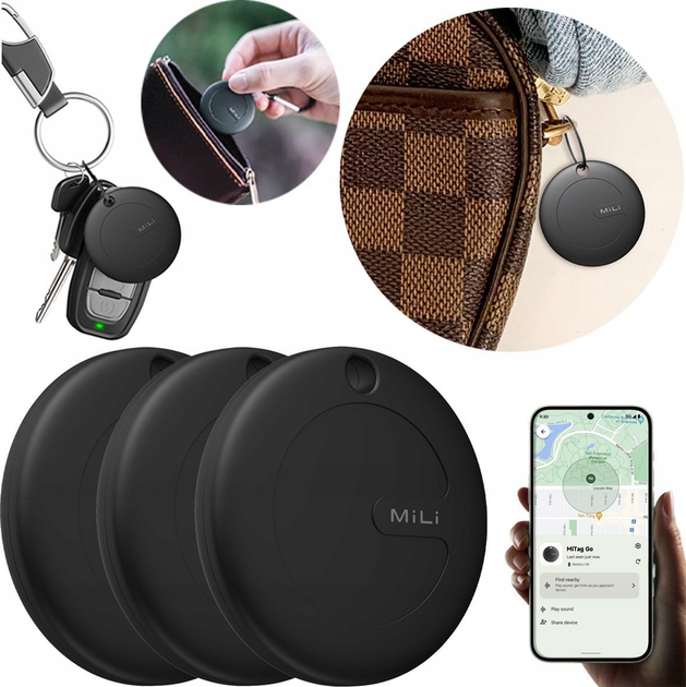 Lokalizator MiLi MiTag AND Black 3 szt. (6938012333851) - obraz 3