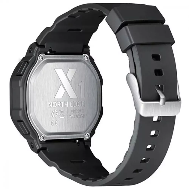 Годинник NORTH EDGE X1 цифровий водозахист 5 ATM, LCD екран, силікон, чорний/червоний - Фото 2 Годинник NORTH EDGE X1 цифровий водозахист 5 ATM, LCD екран, силікон, чорний/червоний - зображення 2