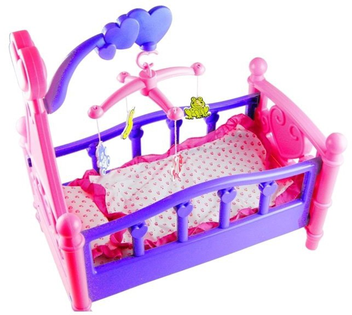 Łóżeczko dla lalek Lean Toys z karuzelą i pościelą (5905884457092) - obraz 8