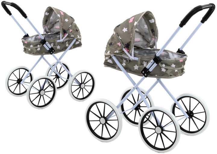 Wózek dla lalek Lean Toys składany wielofunkcyjny Szary 70 cm (5905991055952) - obraz 2