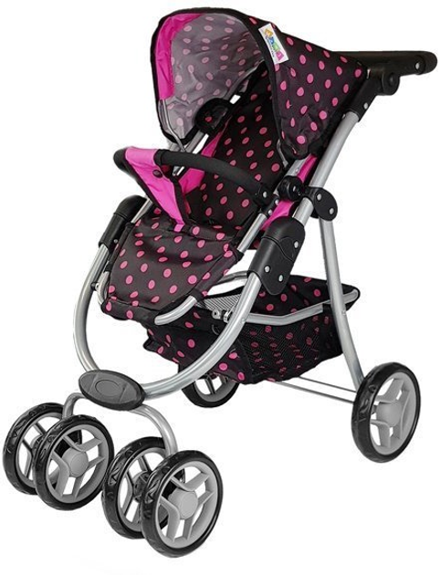 Wózek dla lalek Lean Toys 2 w 1 - z funkcją leżenia i siedzenia Szaro-różowy (5903802452969) - obraz 4