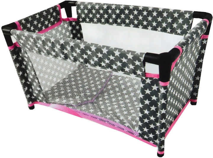 Łóżeczko dla lalek Lean Toys Alice w gwiazdki Szaro-różowe (5905991014478) - obraz 2