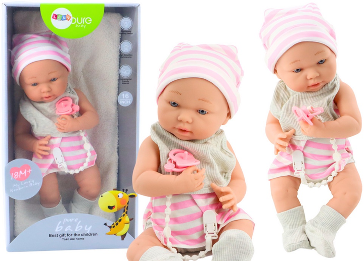 Пупс Lean Toys в одязі з шапочкою White/Pink 42 см (5905991015369) - зображення 2