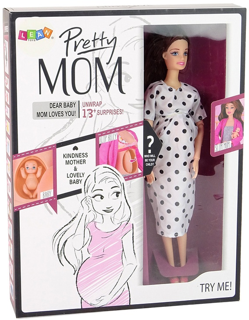 Zestaw lalek Lean Toys Mama w ciąży 30 cm + Syn 10 cm + Akcesoria (5905679072509) - obraz 1