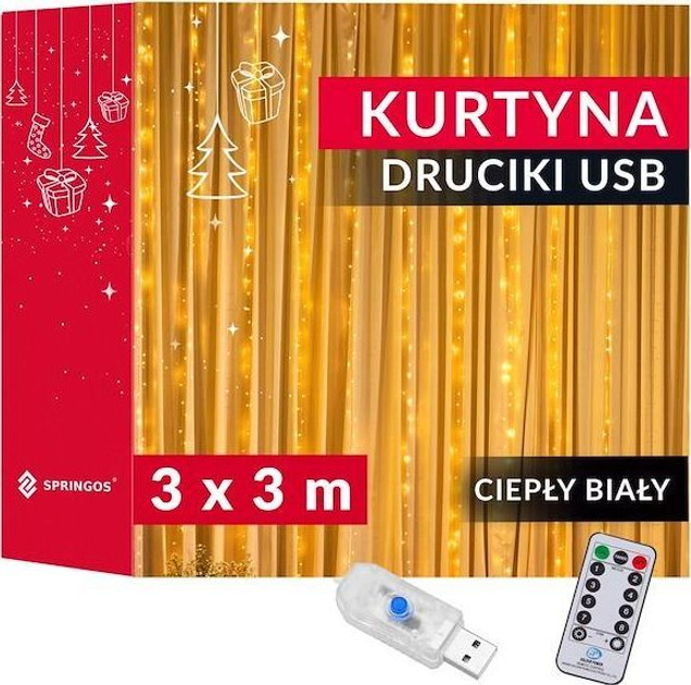 Kurtyna świetlna Springos CL4022 300 LED - obraz 1