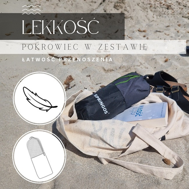 Ręcznik z mikrofibry Springos plażowy szybkoschnący 180 x 90 cm szaro-zielony (5907719435459) - obraz 13