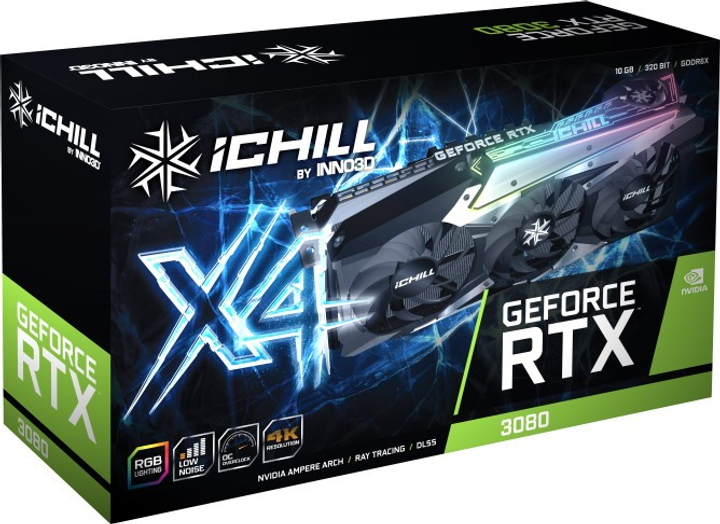 Видеокарта INNO3D GEFORCE RTX 3080 ICHILL X4 LHR (C30804