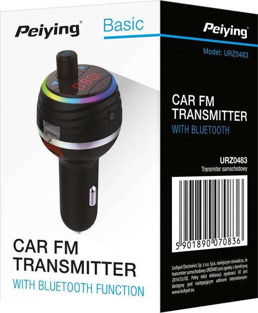 Transmiter FM Peiying URZ0483 Bluetooth 2x USB (5901890070836) - obraz 6