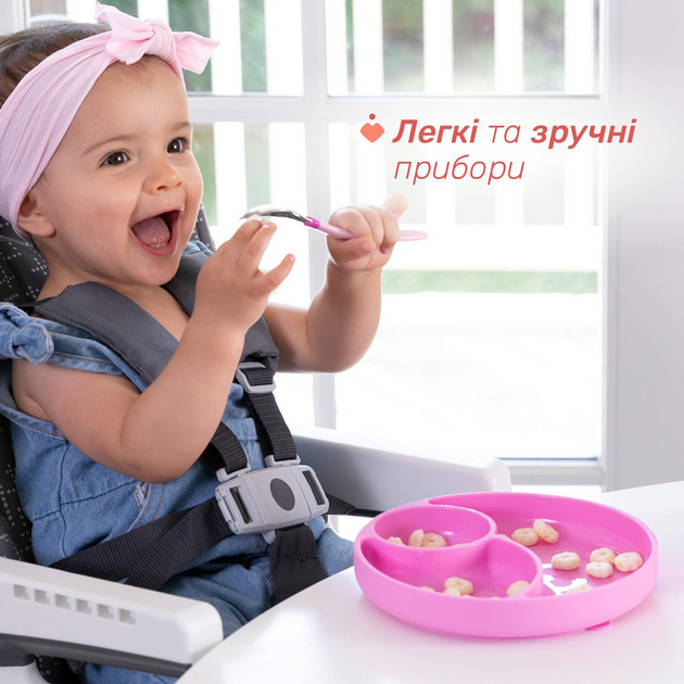 Набір ложка і виделка Chicco з нержавіючої сталі, 18м + Рожевий (16102.10.00) - зображення 5
