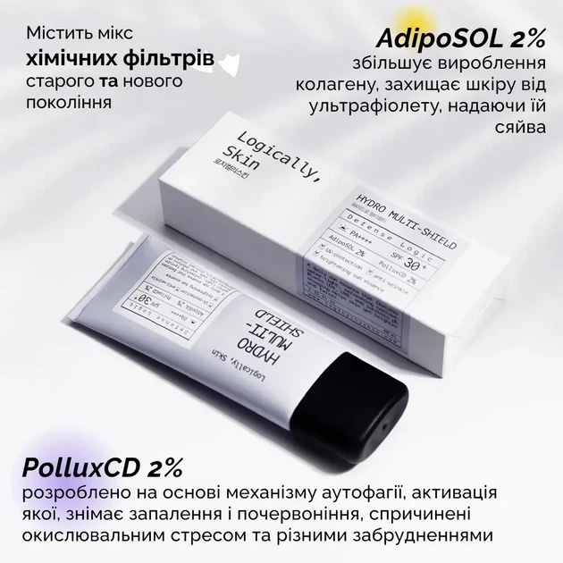 Зволожувальний сонцезахисний флюїд для обличчя Logically Skin Hydro Multi-Shield Sun Essence SPF30 40 г 1+1 - зображення 3