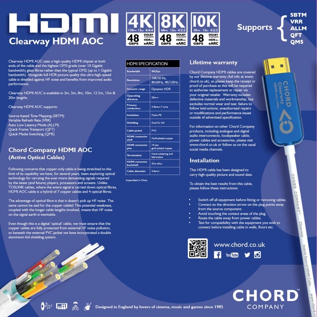 Кабель HDMI Chord Clearway HDMI AOC 8k (48Gbps) 5m - зображення 5