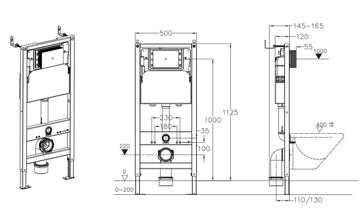 Інсталяція для підвісного унітазу KOER KT-0501-01 500x165x1125mm з панеллю змиву KT-0601-01 хром (KR5168) - изображение 19