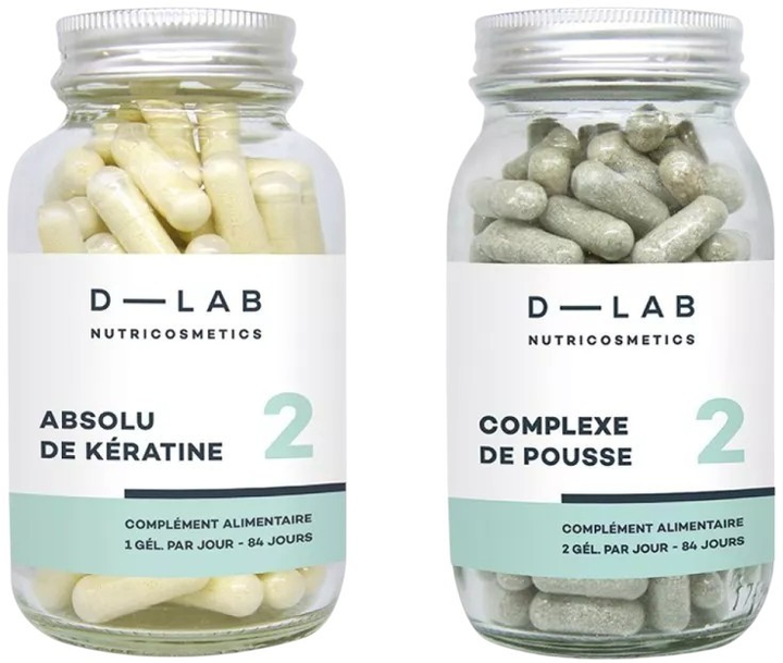 Zestaw suplementów diety D-Lab Hair Nutrition Duo 3 Months Kapsułki Complexe Boosteur De Pousse 128 szt + Kapsułki Absolu De Keratine 84 szt (3701026302280) - obraz 1