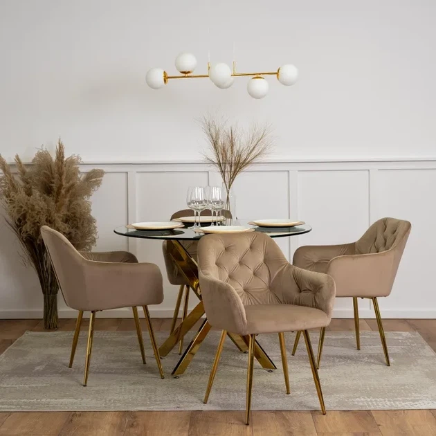 Стілець оксамитовий MEBEL ELITE RAYA, бежевий, золотий ME.RAYA/BZ/ZL/V/K - зображення 3