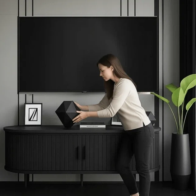 Тумба под телевизор MEBEL ELITE TRISH 120 см Черный ME.TRISH/CZ/RTV120 - изображение 4