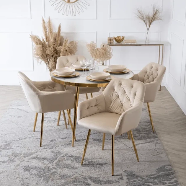 Стілець оксамитовий MEBEL ELITE RAYA, кремовий / золотий ME.RAYA/KR/ZL/V/K - зображення 2