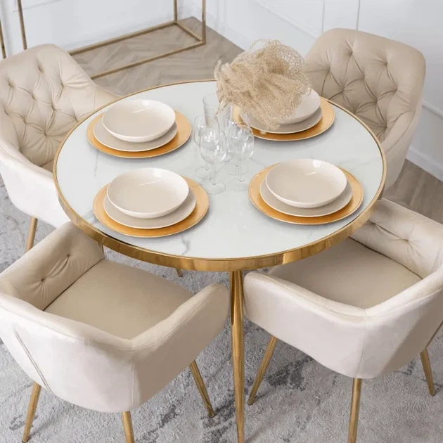 Стілець оксамитовий MEBEL ELITE RAYA, кремовий / золотий ME.RAYA/KR/ZL/V/K - зображення 4